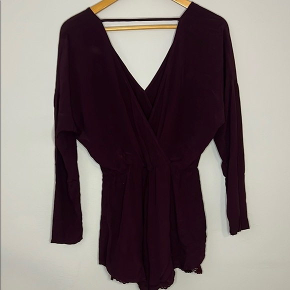 ASTR Burgundy Long Sleeve Romper - Picture 7 of 9